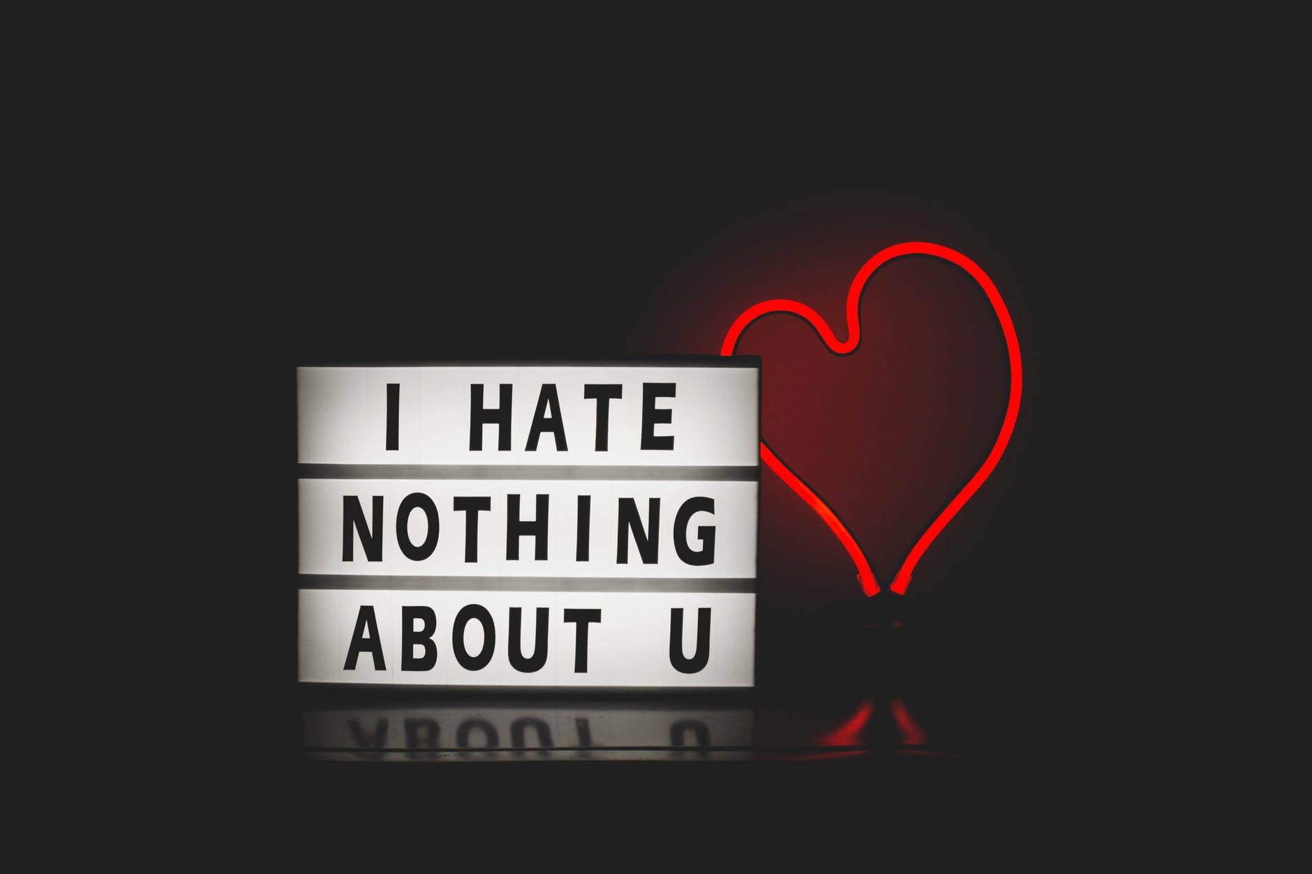 i hate nothing about you with red heart light. What is love