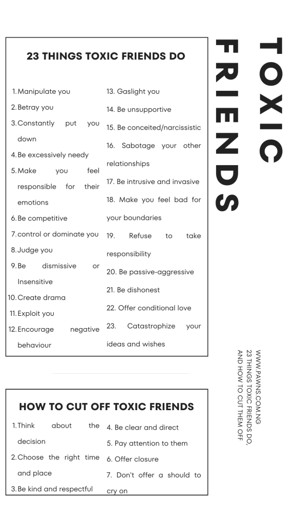 23 Things Toxic Friends Do, and How To Cut Them Off infographics list

