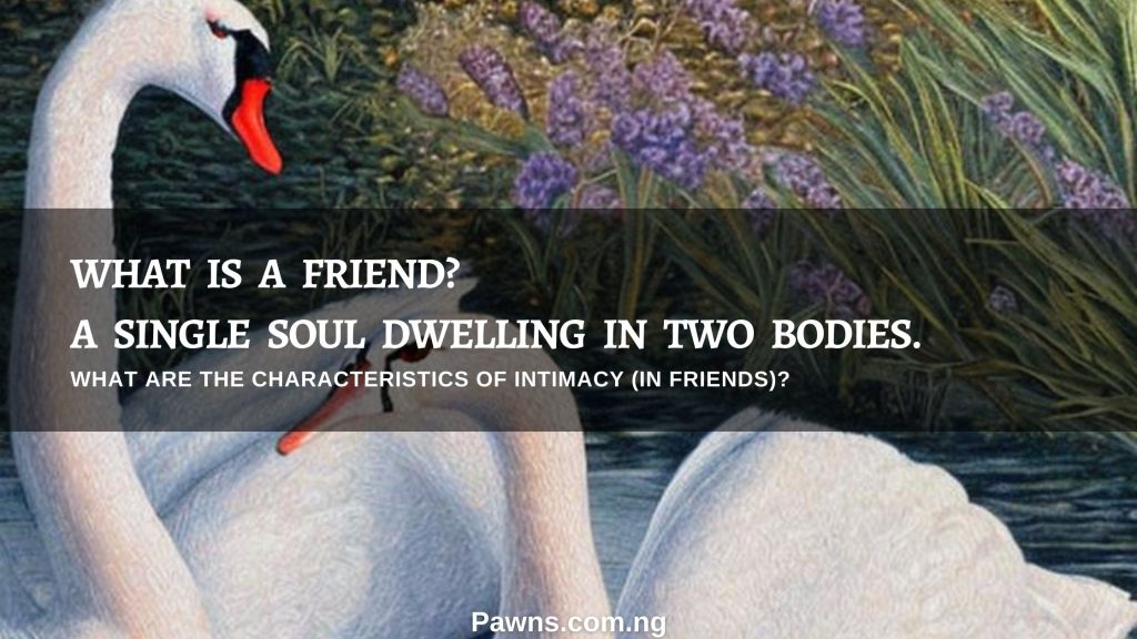 What is a friend A single soul dwelling in two bodies. what are the characteristics of intimacy in friends