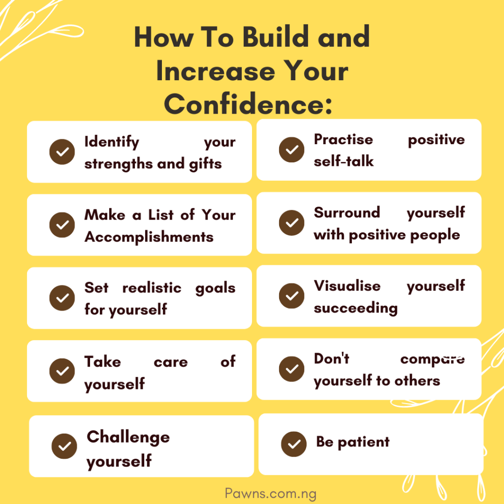 How To Build and Increase Your Confidence infographic list tips