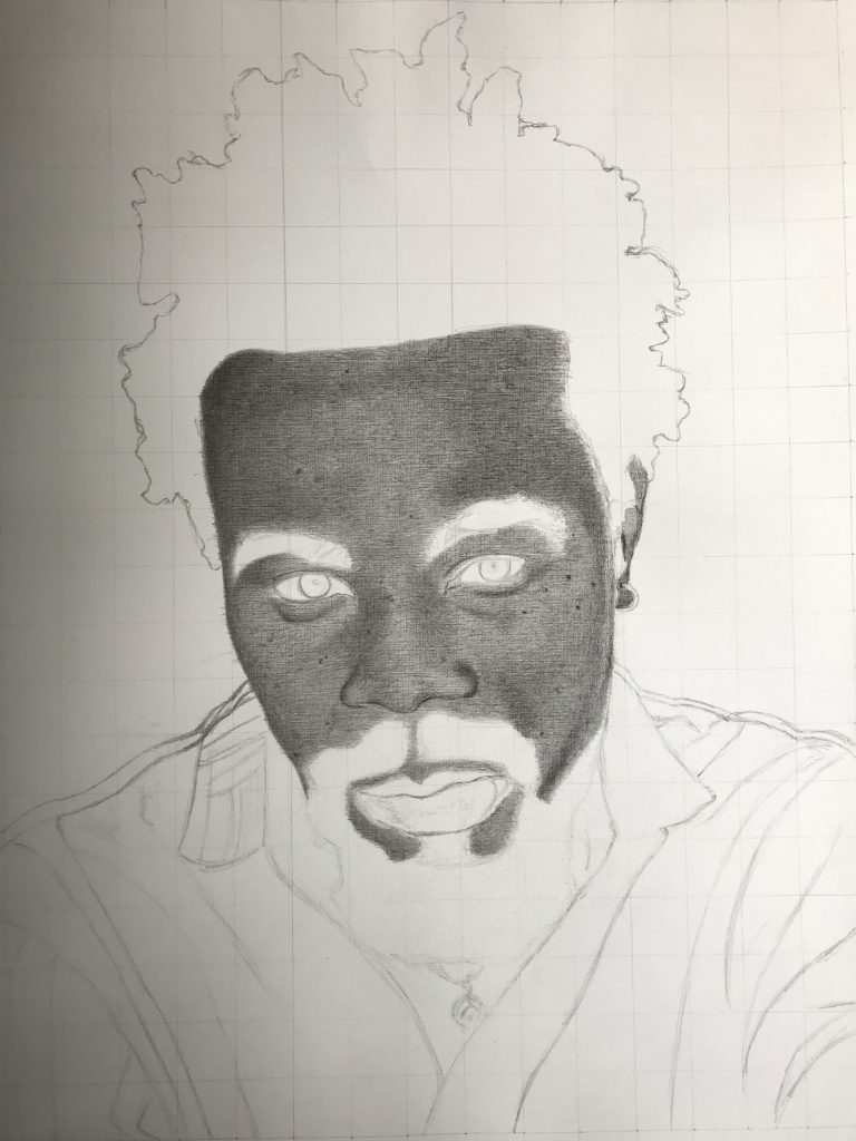 Unfinished an art portrait of David Ifeanyi