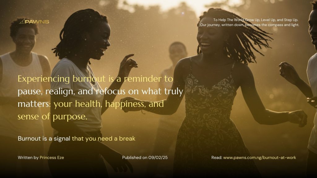 Experiencing burnout is a reminder to pause, realign, and refocus on what truly matters your health, happiness, and sense of purpose. Burnout is a signal that you need a break