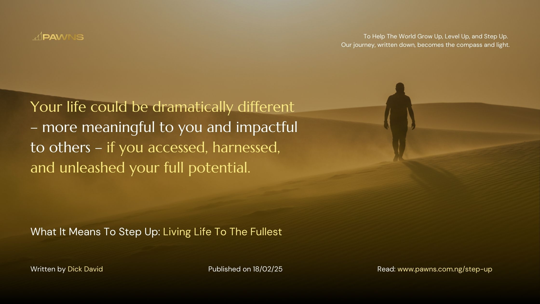 Your life could be dramatically different – more meaningful to you and impactful to others – if you accessed, harnessed, and unleashed your full potential. What It Means To Step Up