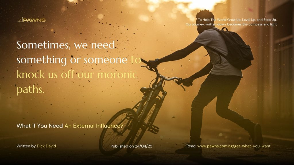 Sometimes, we need something or someone to knock us off our moronic paths. What If You Need An External Influence